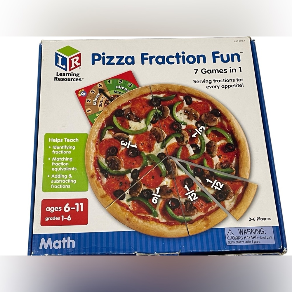 Pizza Fraction Fun Math Game 7 Games in 1 Homeschool Complete Learning Resources - Picture 2 of 3